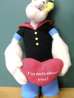 กลาสีป๊อบอาย (Popeye) ขนาด 10 นิ้ว ยืนถือหัวใจ (มือสอง) ค.ศ.2002