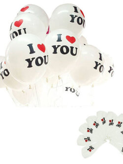 ลูกโป่งยาง I love U ขนาด 12 นิ้ว 10 ใบ สีขาว
