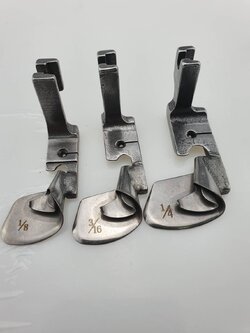 ตีนผีพับชายผ้า จักรอุตสาหกรรมเข็มเดี่ยว สำหรับพับผ้าชนิดบางพิเศษ พับได้ง่ายไม่แตก มีหลายขนาดให้เลือก