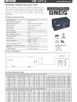 12v 1.3ah BSB (20ก้อน)