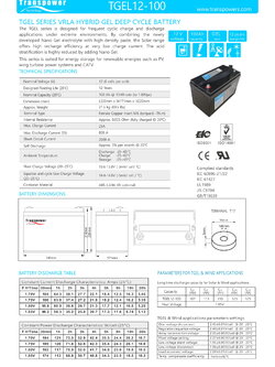12V 100AH แบตเตอรี่เจล Tranpower
