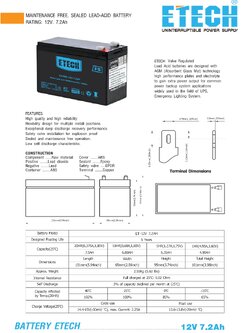 12V 7.2AH ETECH