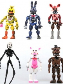 ฟิคเกอร์ FNAF ชุด 6 ตัว ขนาด 5.5 นิ้ว กดมีไฟหน้าอก (รุ่นใหม่)