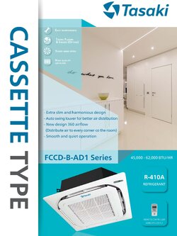 เครื่องปรับอากาศ TASAKI แบบสี่ทิศทาง ขนาด 45,000 BTU รุ่น FCCD45B-AD1