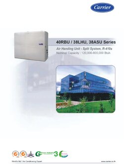 แอร์ CARRIER แบบเปลือยซ่อนในฝ้า (ท่อดัก) ขนาด 120,000 BTU รุ่น 40RBU012X/38LHU120S301 (FIXED SPEED)(40RBU SERIES)