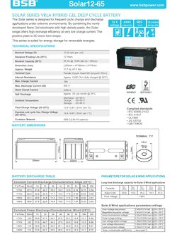Battery 12v 65AH ยี่ห้อ BSB ( Solar Cell )