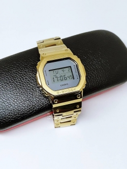 G-SHOCK CUSTOM รุ่น DW-5600 กรอบสายเหล็กทองหน้าเงิน