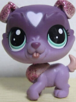 ลูกสุนัข "Cherie Bow-Wow" สีม่วง ตาสีเขียว แต่งวิ๊งค์