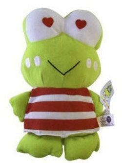 กบเขียว Keroppi เสื้อขาวลายทางแดงขวาง ขนาด 6 นิ้ว