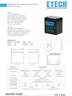 12V 5.4AH ETECH