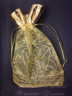 ถุงผ้าแก้วพิมพ์ลาย 10x15 นิ้ว แพคละ 10 ใบ