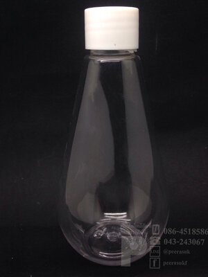 หยดน้ำ 250 ml ใส+จุกตัน+ฝาเกลียวสีขาวทึบ 10 ชิ้น
