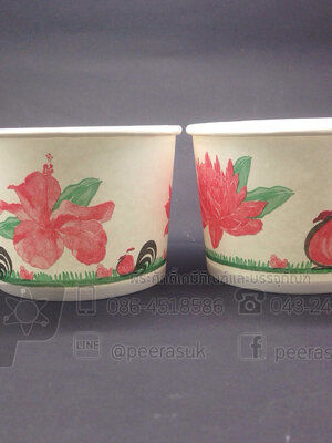 PL006 ชามกระดาษ 260 ml (ลายไก่) แพคละ 50 ใบ