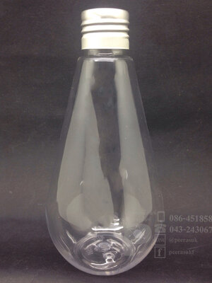 หยดน้ำ 250 ml ใส+จุกตัน+ฝาเกลียวสีเงิน 10 ชิ้น