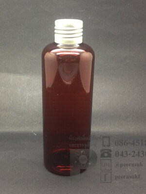 ขวด Li 200 ml สีชา+จุกตัน+ฝาเกลียวสีเงิน 10 ชิ้น