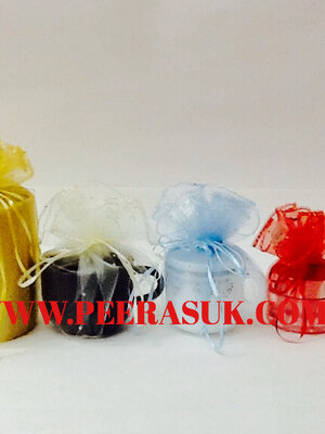 ถุงผ้าแก้วกลม 30 ซม. (สีทอง) แพคละ 10 ใบ