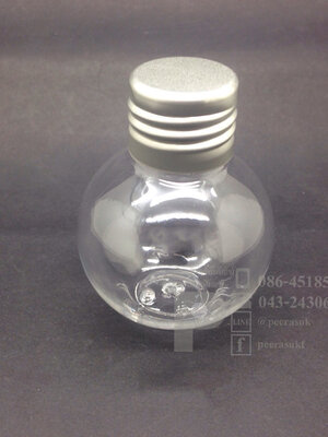 ขวดบอล 50 ml ใส+จุกตัน+ฝาเกลียวสีเงิน แพคละ 10 ชิ้น