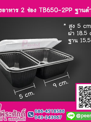 กล่องอาหาร 2 ช่อง TB650-2PP ฐานดำ NT