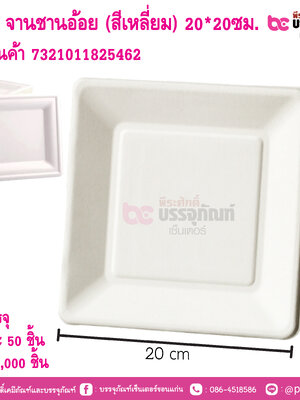 Duni จานชานอ้อย (สีเหลี่ยม) 20*20ซม.