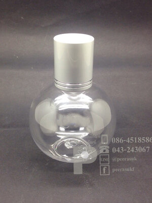 ขวดบอล 150 ml ใส+จุกตัน+ฝาเกลียวอลูสีเงินลาย 10 ชิ้น
