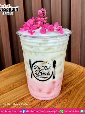 งานสกรีนแก้ว PET 16oz. ร้าน De Red Brick Cafe