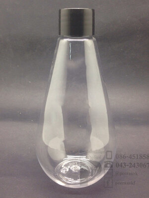 หยดน้ำ 250 ml ใส+จุกตัน+ฝาเกลียวดำ 10 ชิ้น