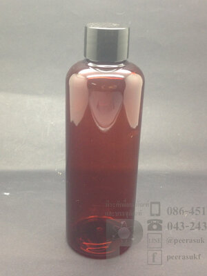 ขวด Li 200 ml สีชา+จุกตัน+ฝาเกลียวดำ 10 ชิ้น