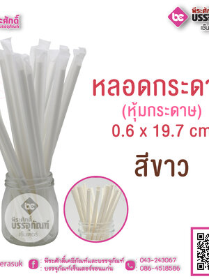 หลอดกระดาษ สีขาว (หุ้มกระดาษ)0.6 x 19.7 cm แพคละ 100 ชิ้น