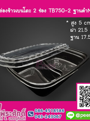 กล่องเบนโตะ 2 ช่อง TB750-2 ฐานดำ NT