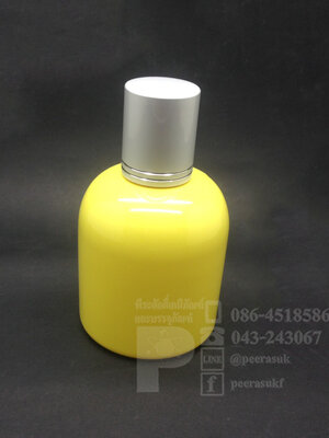 ขวด KI 150 สีเหลือง+จุกตัน+ฝาเกลียวอลูสีเงินลาย 10 ชิ้น