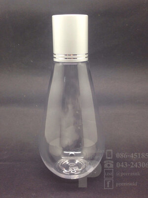 หยดน้ำ 150 ml ใส+จุกตัน+ฝาเกลียวอลูสีเงินลาย 10 ชิ้น