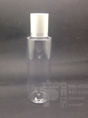 ขวด SA 120 ml ใส+จุกตัน+ฝาเกลียวอลูสีเงินลาย แพคละ 10 ชิ้น