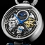 Stuhrling Original 889.01 นาฬิกาผู้ชาย Stuhrling Original รุ่น 889.01, Modena Automatic Dual Time Skeleton Blue Genuine Leather Strap Men's Watch