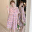 เดรสคลุมท้องแฟชั่นเกาหลี ผ้าชีฟอง แต่งระบาย กระดุมหน้าแกะได้ M L XL XXL