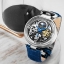 Stuhrling Original 889.01 นาฬิกาผู้ชาย Stuhrling Original รุ่น 889.01, Modena Automatic Dual Time Skeleton Blue Genuine Leather Strap Men's Watch