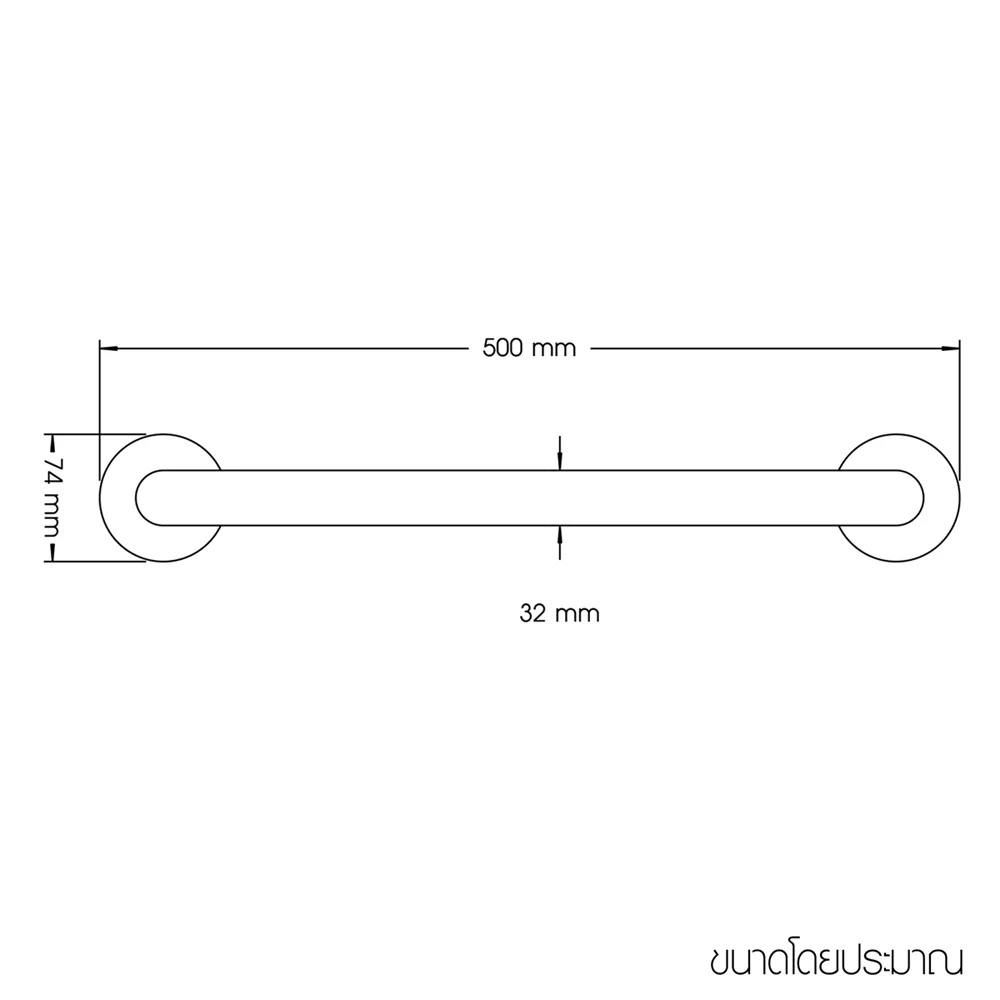 WSP ราวจับกันลื่นสแตนเลสแบบตรง ขนาด 50 cm. SAFETY GRAB BAR รุ่น SG-05