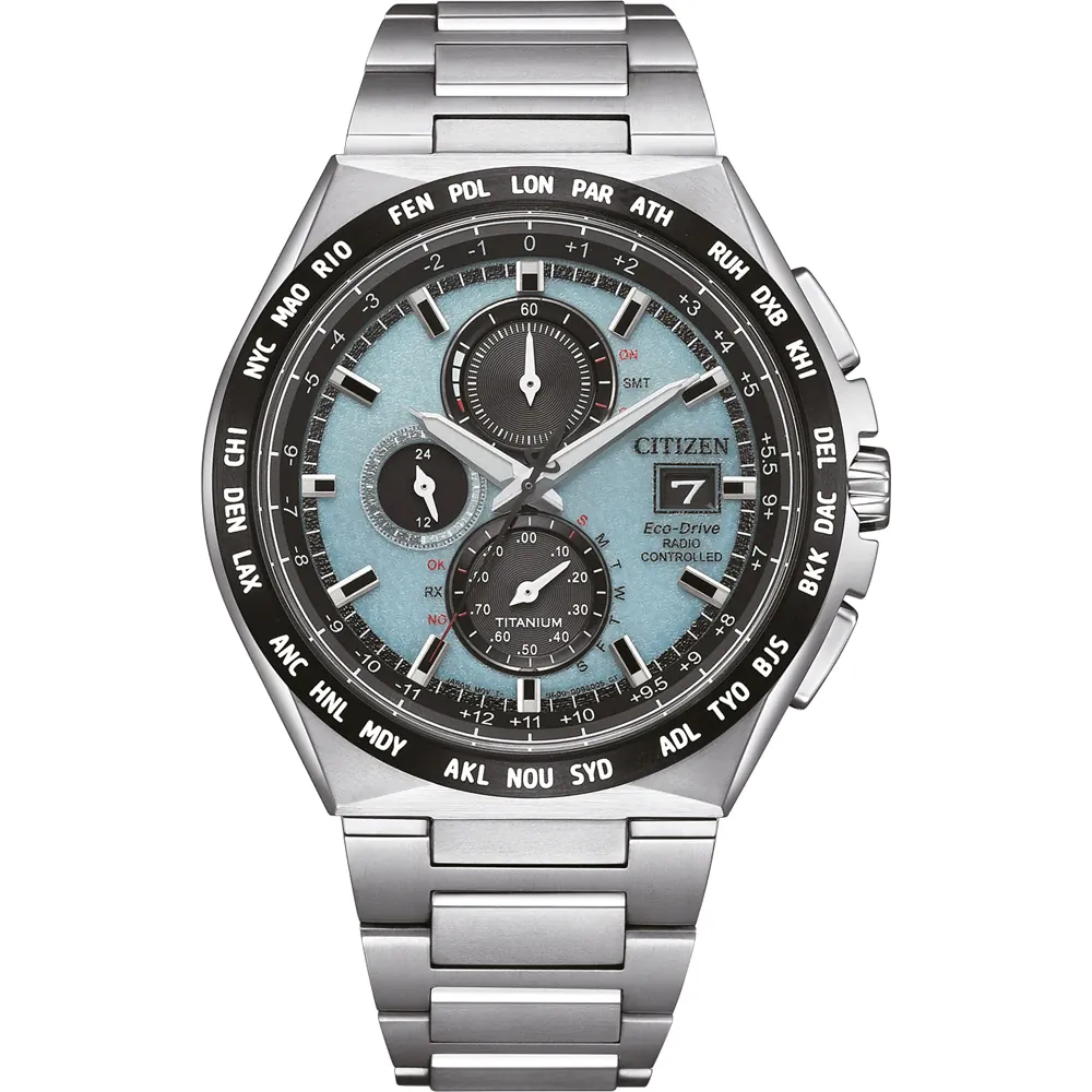 Citizen AT8238-84M นาฬิกาผู้ชาย Super Titanium Radio-Controlled World Time Eco-Drive Men's Watch