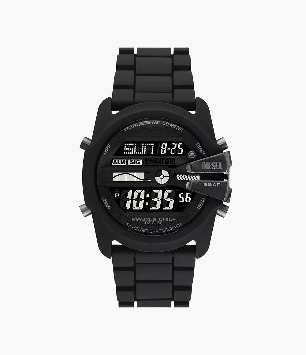 Diesel DZ2158 นาฬิกาผู้ชาย Master Chief Digital Black Silicone Quartz Men's Watch
